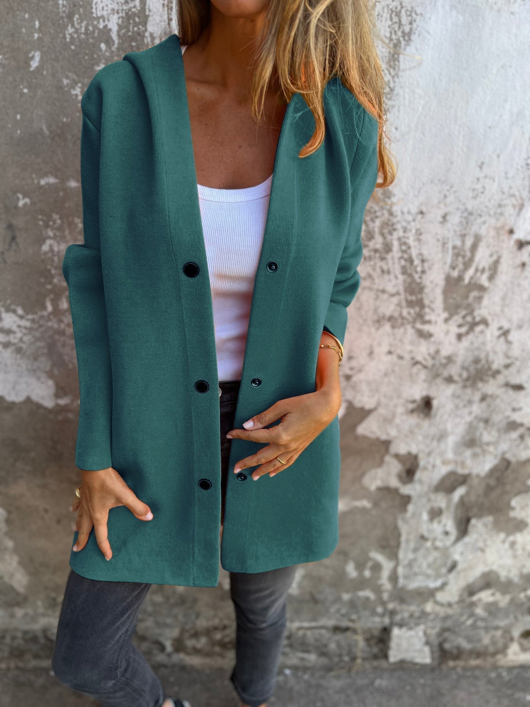 Norah | Cappotto Casual con Cappuccio e Chiusura Monopetto