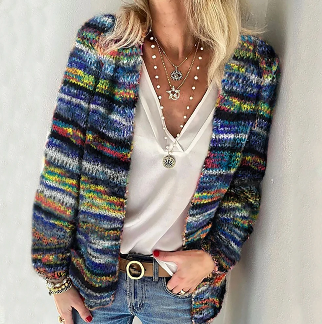 Catherine™ - Cardigan Multicolore in Cotone Morbido